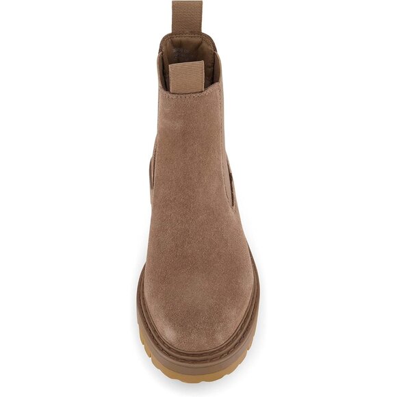 Luxurious Women's Derby Chelsea Boots in Camel Suede with Memory Foam Comfort - Picture 3 of 5